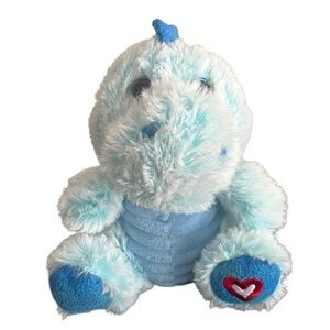 Blue Dinosaur Stuffed Plush Valentines Heart Love 7 Inch